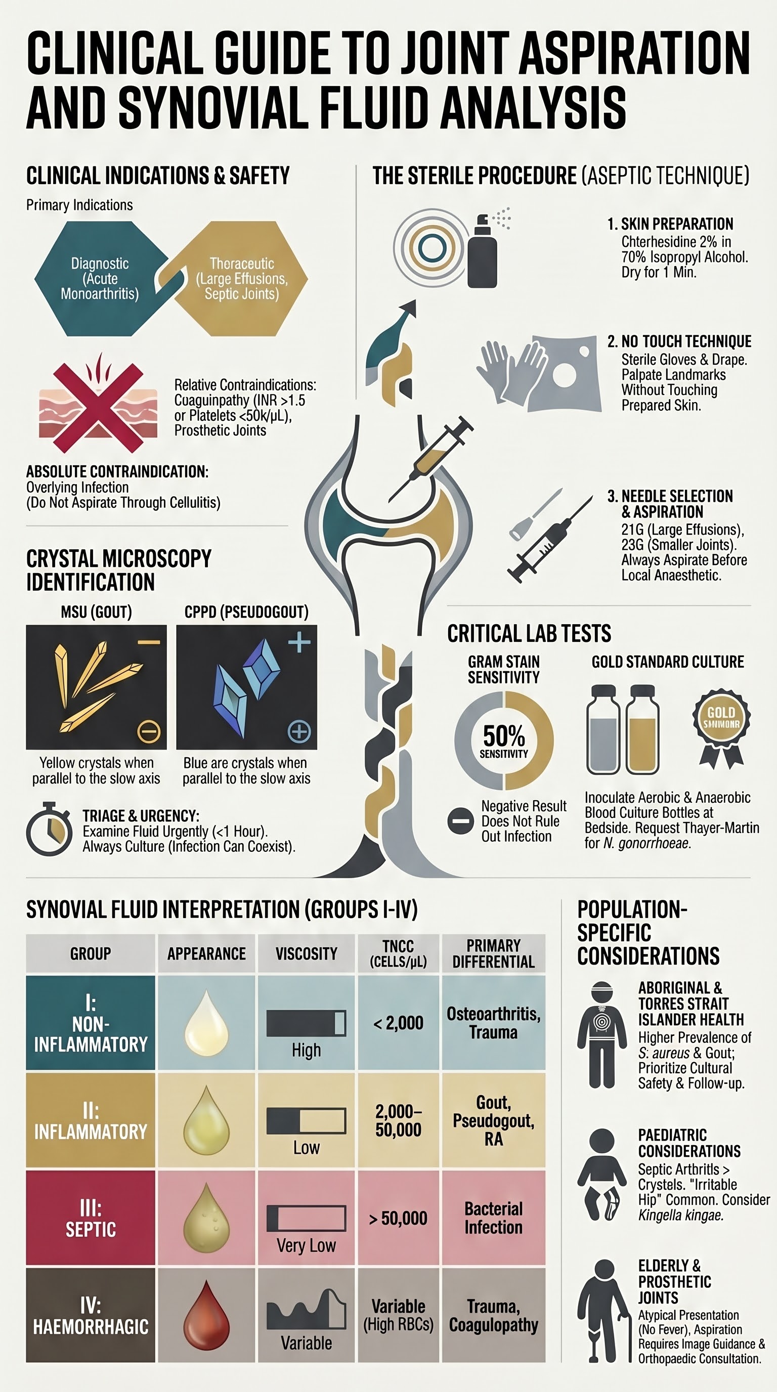 Joint Aspiration and Synovial Fluid Analysis visual summary infographic