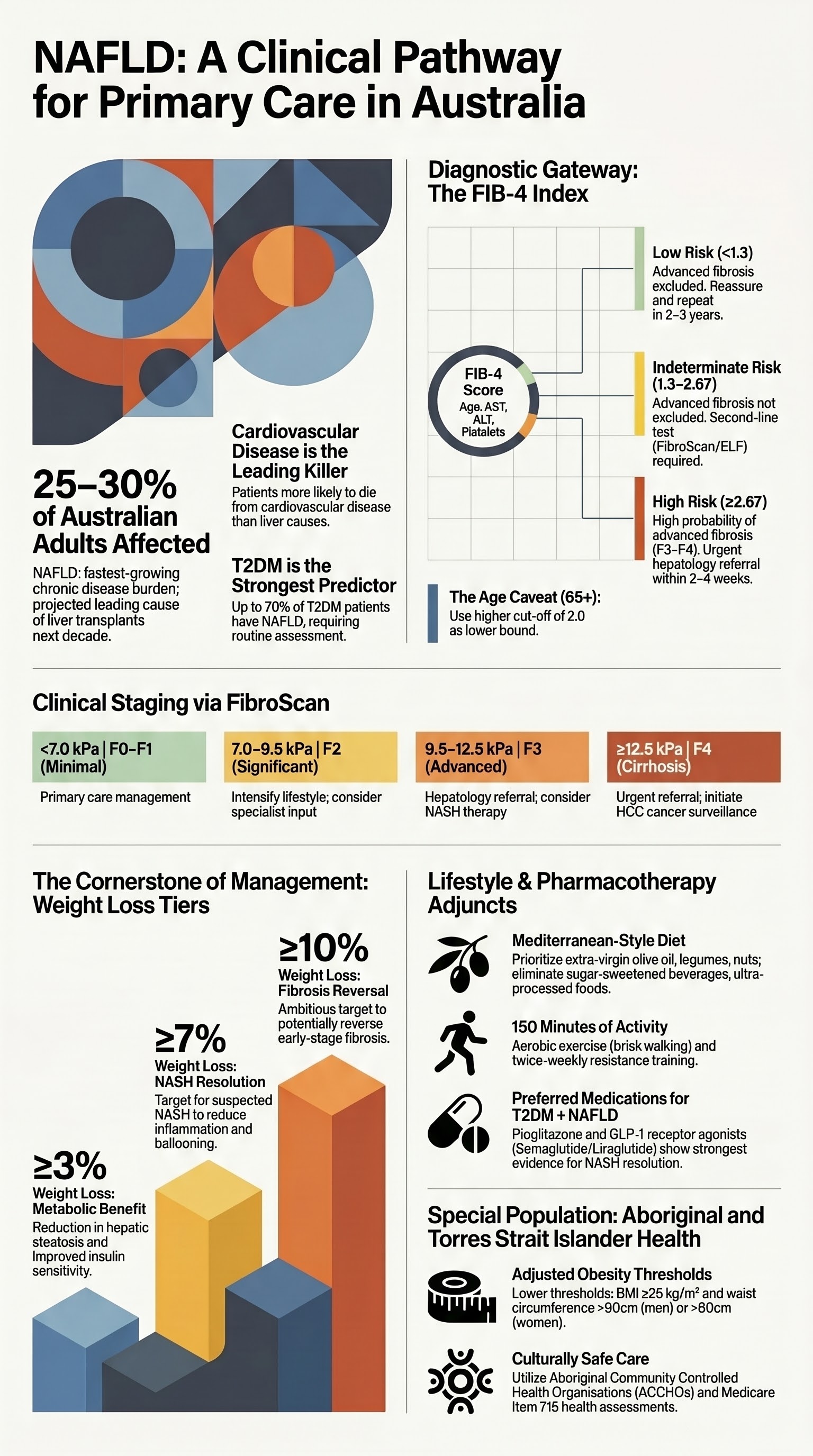 Nonalcoholic Fatty Liver Disease (NAFLD) visual summary infographic